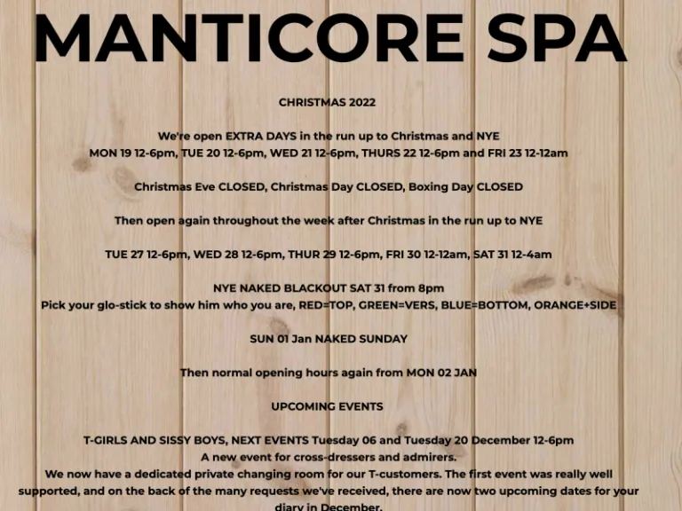 Manticore Spa, Gay sauna, Plymouth